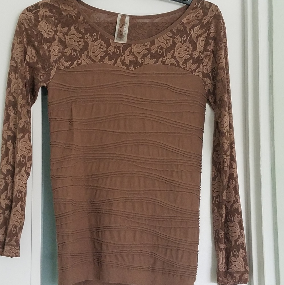 Long Sleeve Mauve Lace Top